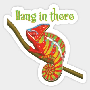 Hang in there - colourful chameleon Sticker